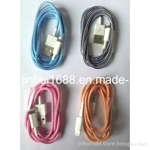 New Style Fablric Knitted for iPhone5 USB Cable